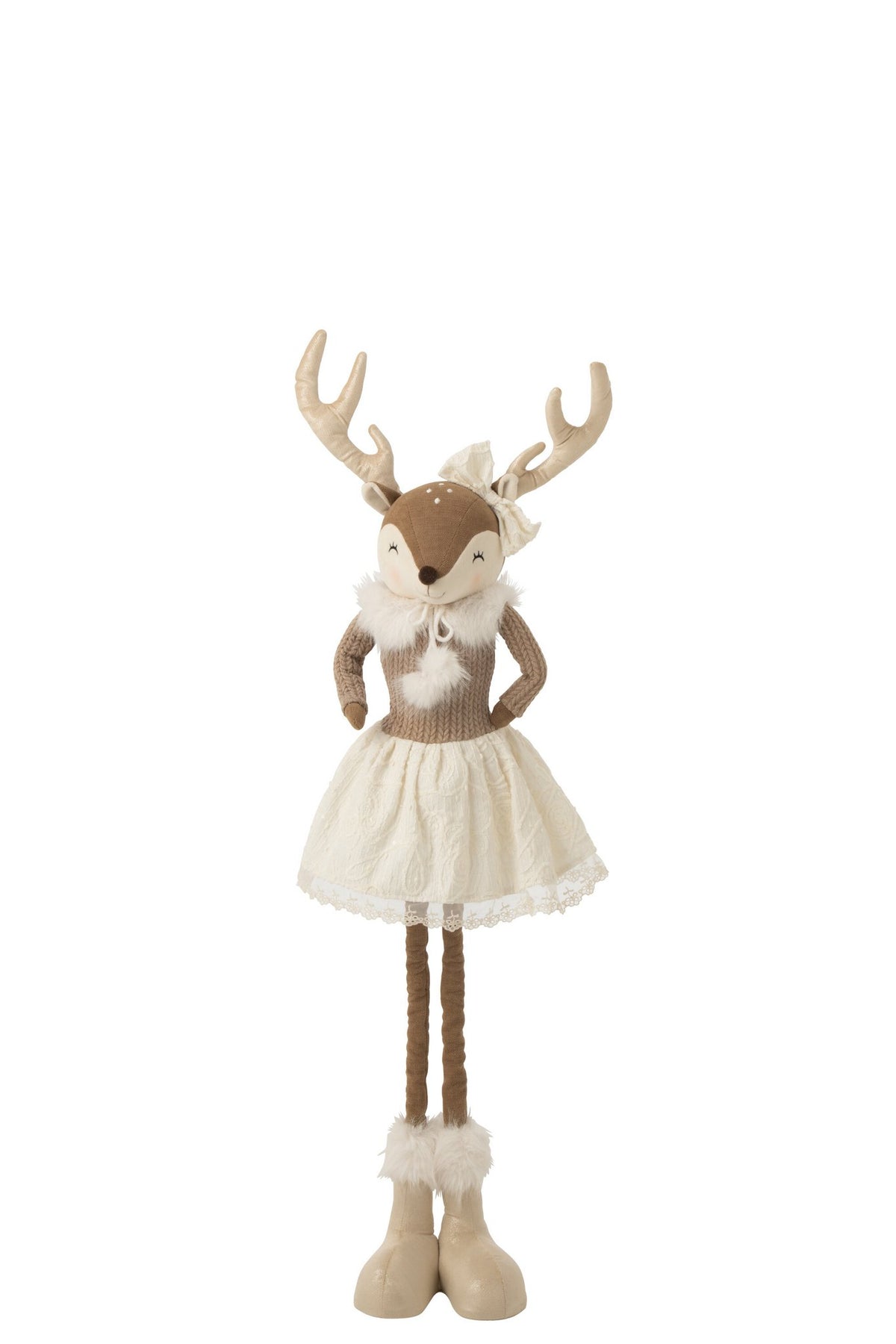 J-Line Telescopische eland en vrouw - polyester - beige - small