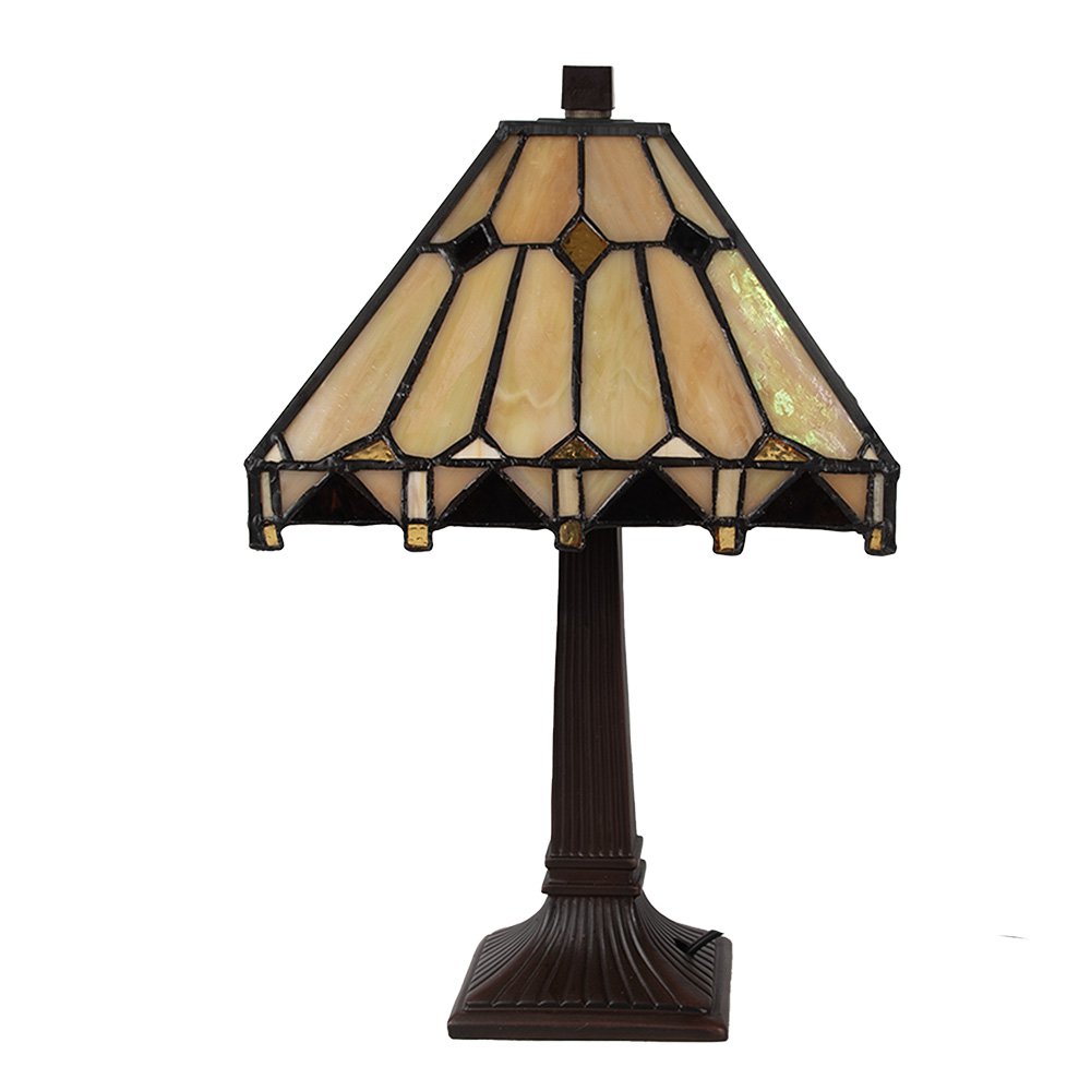 Tiffany Tafellamp 23x23x38 cm Beige Glas Bureaulamp