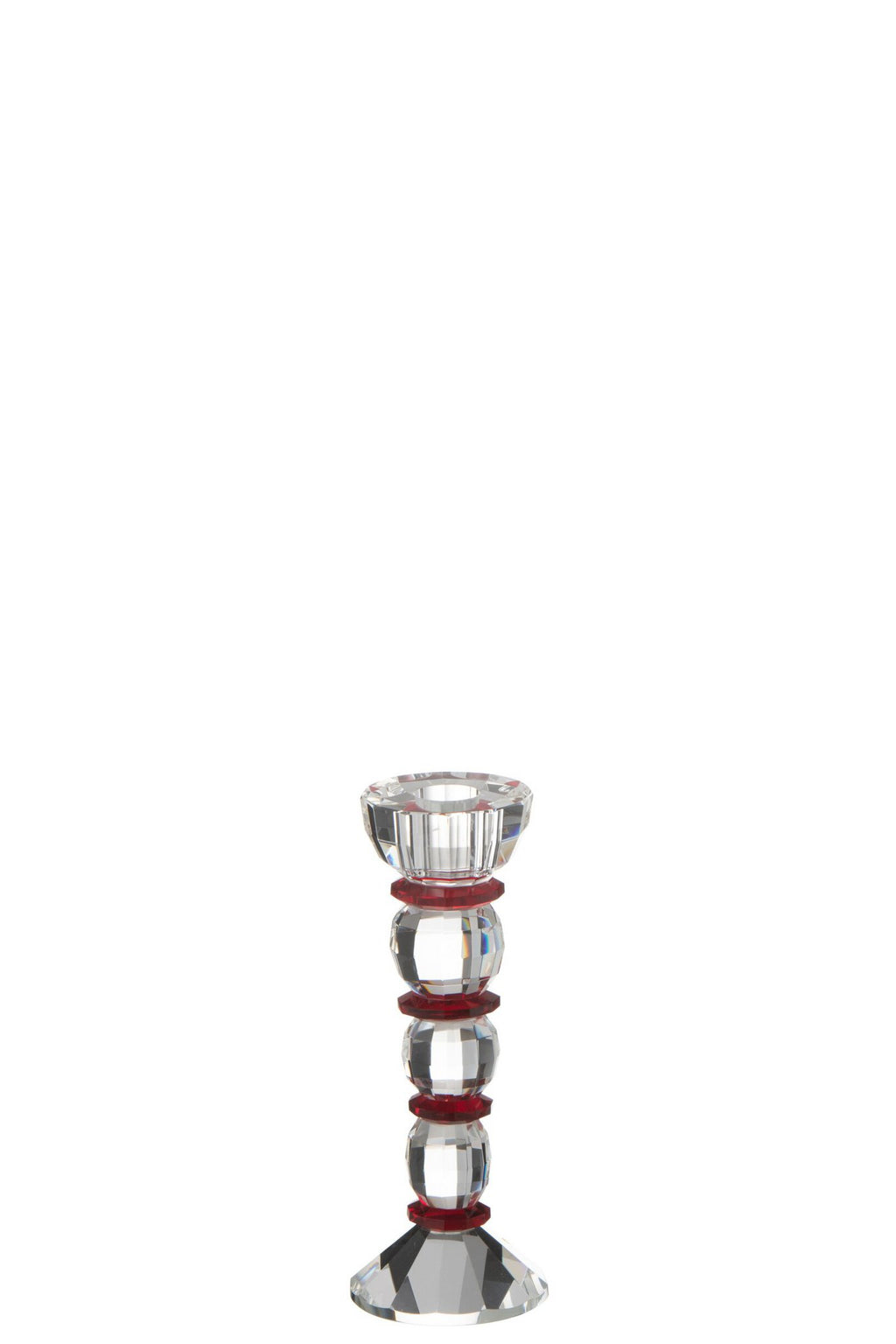 J-Line Kandelaar Annie Kristal Rood/Transparant Small