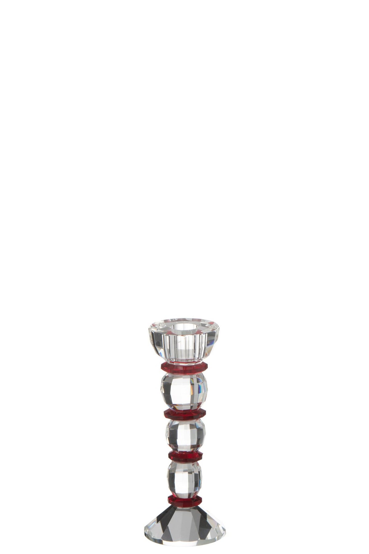 J-Line Kandelaar Annie Kristal Rood/Transparant Small