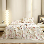Kingsize laken - Cloud Cotton 300 TC - Bloemenmotief, 2 kussenslopen