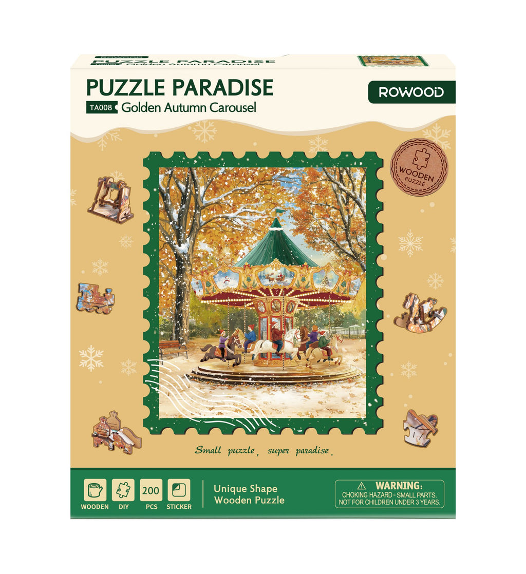 Houten Legpuzzel, Rowood/Robotime, Golden Autumn Carousel, TA008, 23x27,4 cm