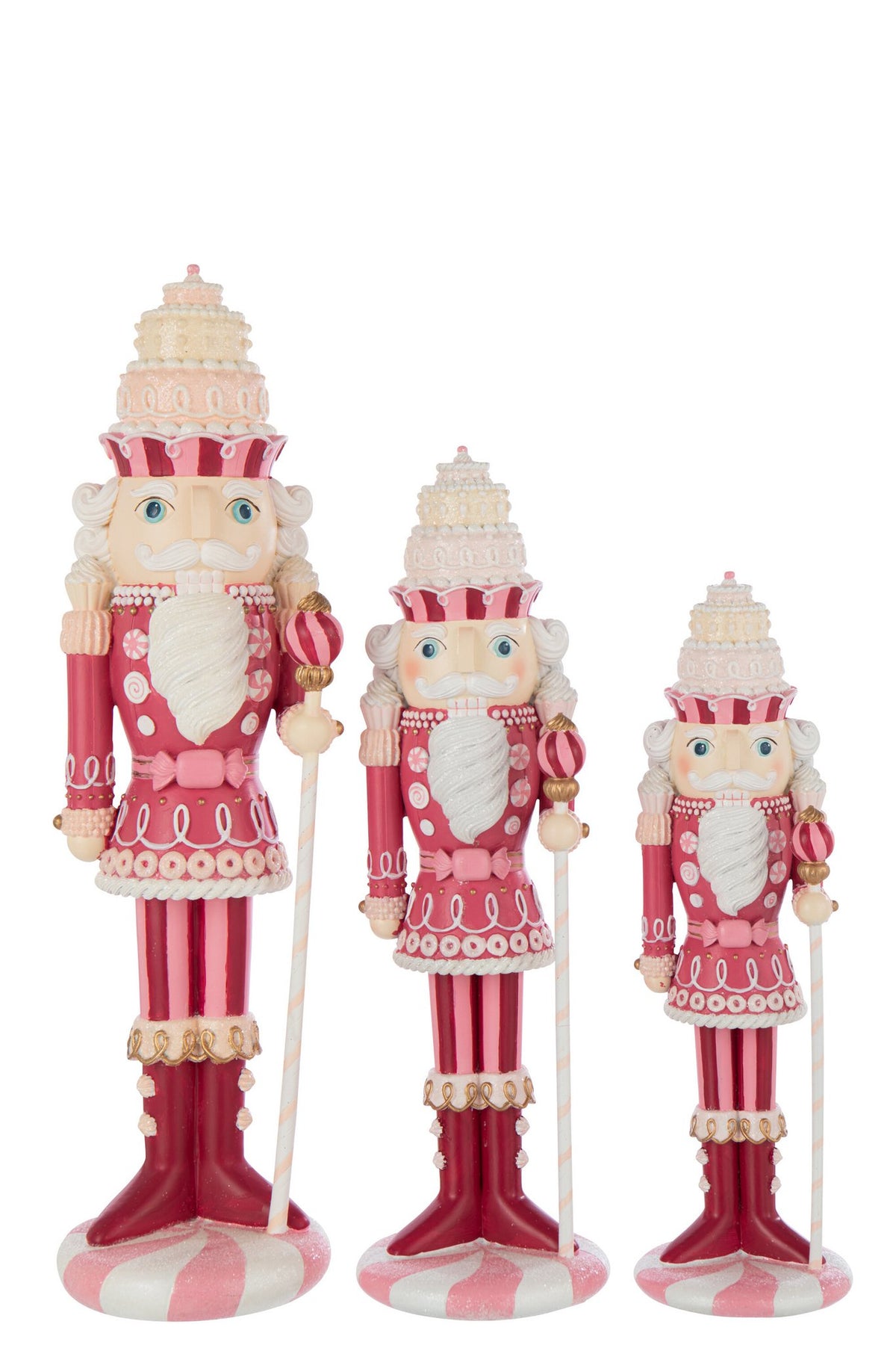 J-Line figuur Notenkraker Snoep - polyresin - wit/roze - L