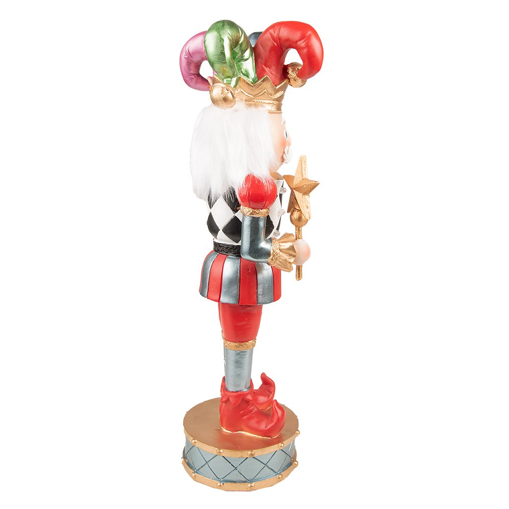 Beeld Harlekijn 38 cm Rood Blauw Kunststof Kerstdecoratie