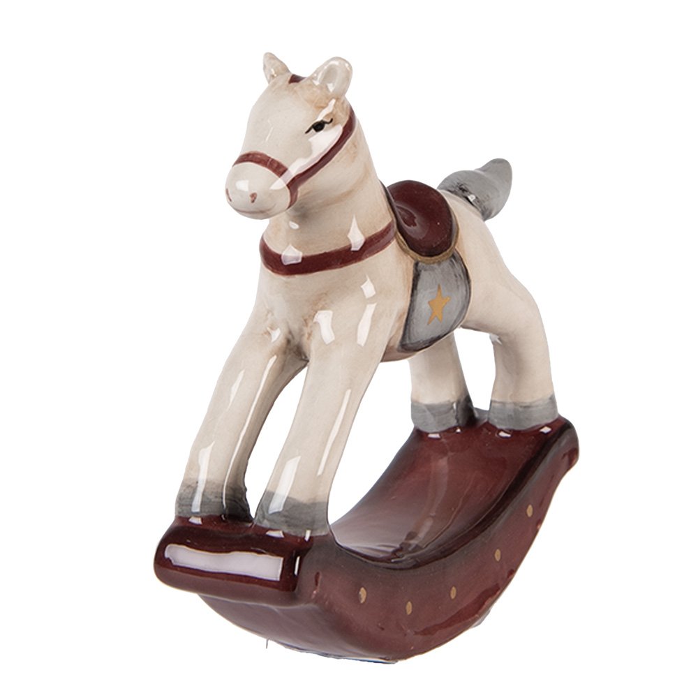 Beeld Hobbelpaard 11x3x11 cm Beige Keramiek