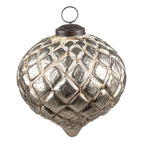 Kerstbal 12x12x12 cm Beige Glas Kerstdecoratie