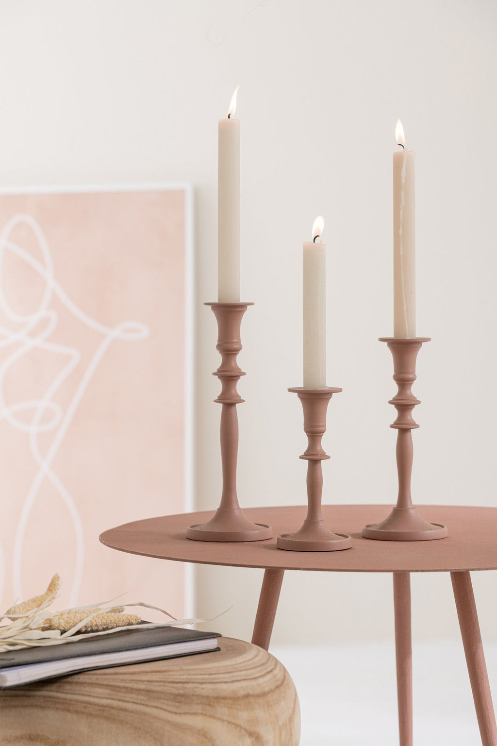 J-Line bijzettafel - ijzer - oud roze