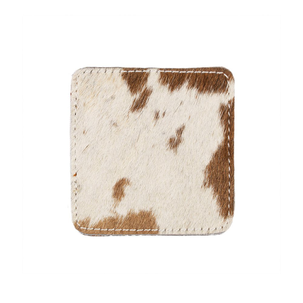 Onderzetter koe vierkant bruin/wit 9x9cm
